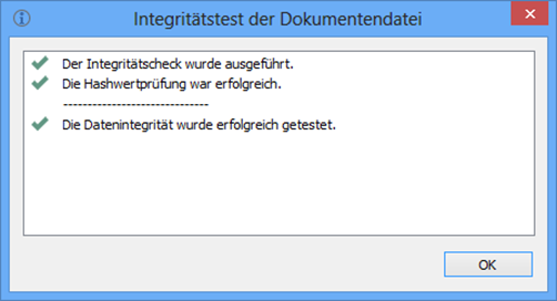 Objekteigenschaftrn - Dokument - Integritätstest